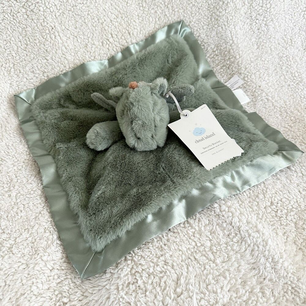 New Cloud Island Green Dragon Lovey Security Blanket Plush Shower Gift